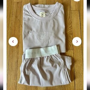 Sunkissed Coconut Lounge Short And T Shirt Set in Light Purple 100% Cotton
